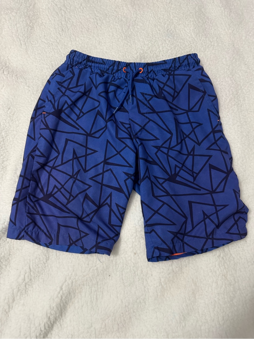 Eddie Bauer Blue Geometric Kids Swim Trunks